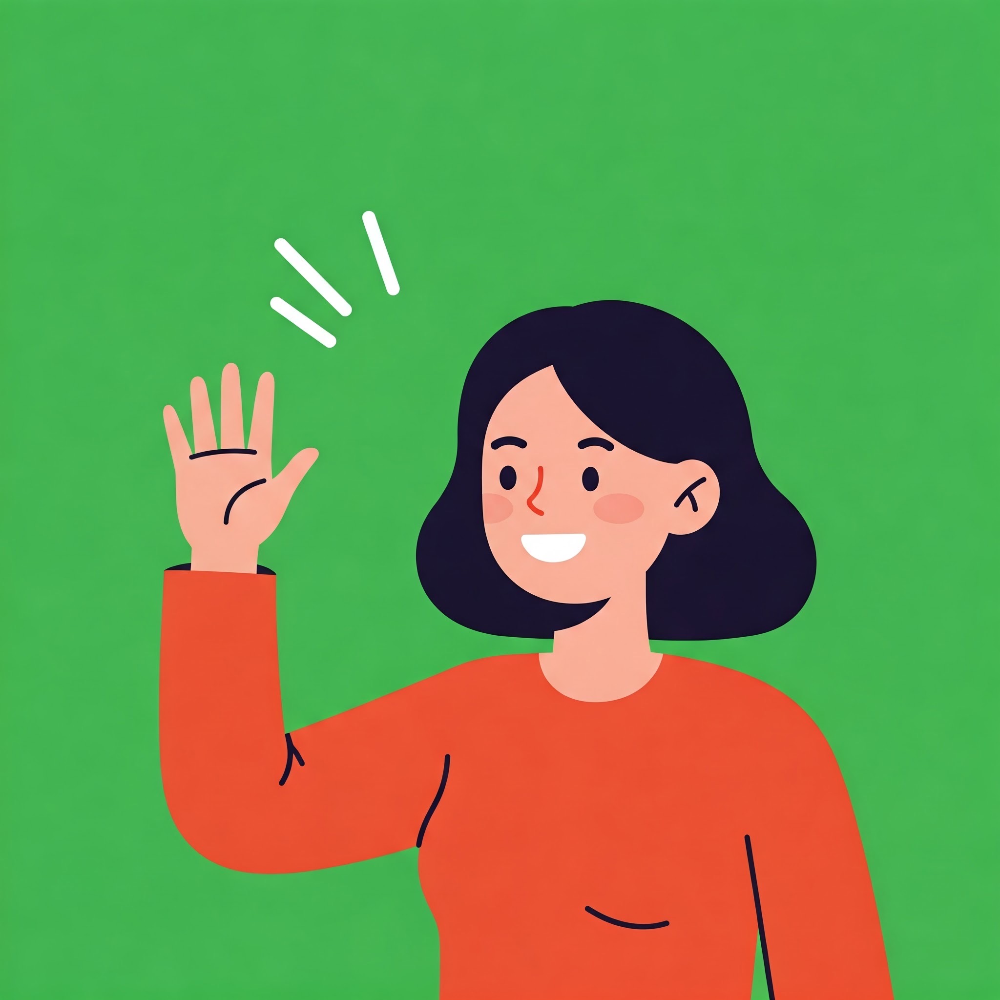 photo of Woman Waving with a Smile